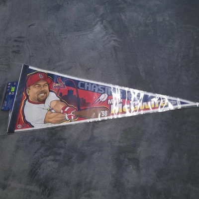Vtg 90s Mark McGwire St Louis Cardinals 1998 Record Breaking Home Runs Pennant - Image 1 of 4
