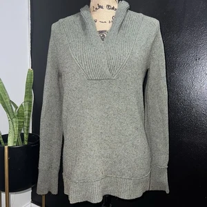 Eddie Bauer Pullover Damen Small Salbeigrün Pulli Wollmischung Rippkragen - Bild 1 von 8