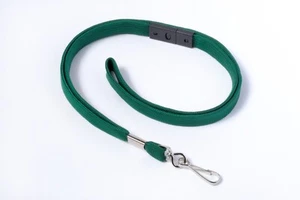 12mm plain breakaway lanyard with metal swivel hook - DARK GREEN - Picture 1 of 1