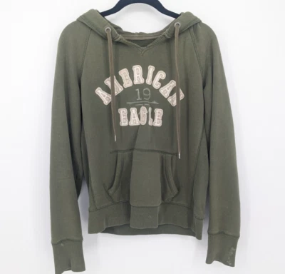 Sudadera con capucha American Eagle para mujer pequeña verde vintage deletreada Y2K años 90 Foto 1 de 4