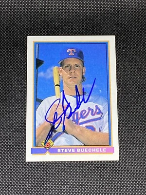 Steve Buechele Texas Rangers 1991 Bowman Signed Auto Card #268 ~ COA - Image 1 of 3