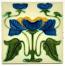 Antique Fireplace Majolica Tile By Corn Bros C1905 AE1