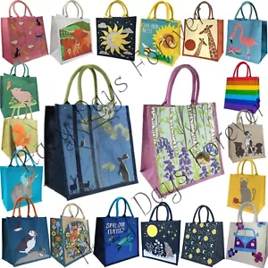 JUTE SHOPPING BAG Hessian Medium Canvas Carrier FAIRTRADE fun green eco animals - Picture 1 of 74