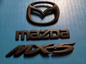 Mazda Miata MX-5 Painted Matte Black 2006-2008 Emblem Set OEM USED - Foto 1 di 9