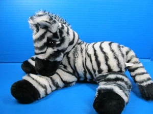 Fiesta 15" Laying Down Zebra Plush Stuffed Animal Black White Striped - Picture 1 of 7