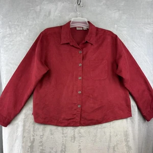 Camicia Chicos donna 2 rossa ecopelle scamosciata bottoni manica lunga blusa top microscamosciato - Foto 1 di 12