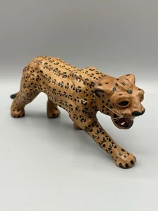 Vintage Hand Crafted Leather Wrapped Leopard Jaguar Statue Paper Mache - Picture 1 of 9