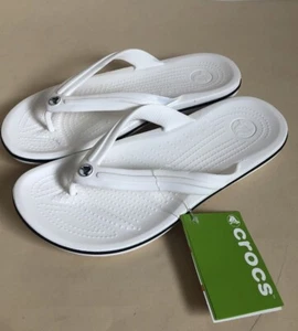 CROCS - Crocband Flip White Relaxed Fit Flip Flops - Size UK M8/W9 - BNWT - Picture 1 of 12