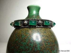 Silber Armreif Maghreb Nahost Antik Halle gemarkt grüne Steine filigran - Bild 1 von 11