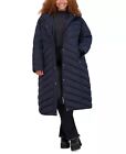 Steve Madden Women&#39;s BLACK Trendy Plus Size Hooded Maxi Puffer Coat, 1X