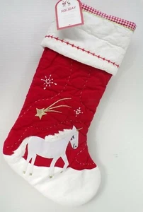 Pottery Barn Kids Unicorn Horse Shooting Star Christmas Stocking  20" Red #8961 - Picture 1 of 6