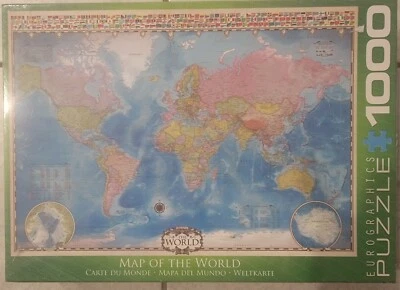 Map of the World 1000 Piece Jigsaw Puzzle Eurographics New Sealed - Image 1 of 2