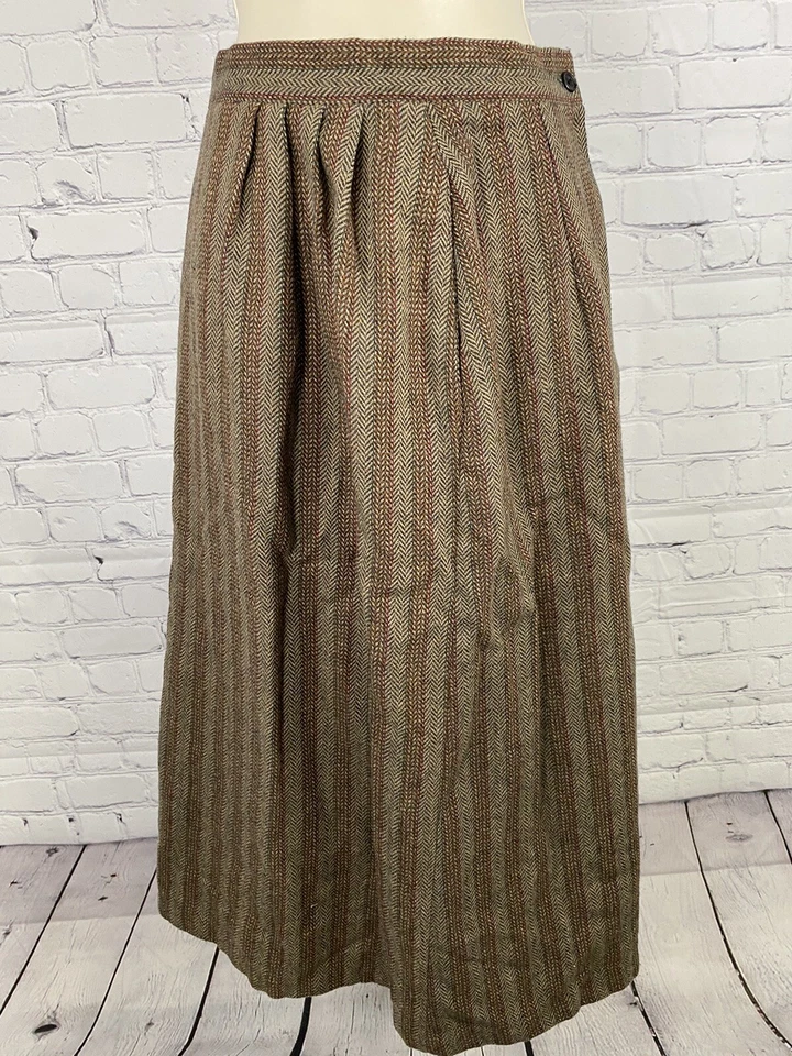 Falda recta midi de lana multicolor plisada espiga a cuadros vintage 0 EE. UU. Foto 1 de 4