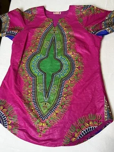 Dashiki Short Sleeve Colorful Cotton African Cultural Clothing W/ Pockets Small - Picture 1 of 6