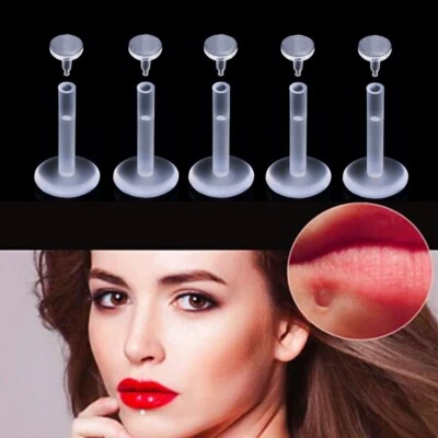 5/10pc Acrylic Labret Lip Bar Ear Ring Stud Piercing Push In Retainer 6mm-12mm Foto 1 de 4