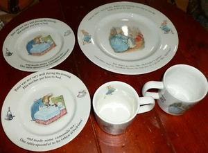 Lot/5 Wedgewood PETER RABBIT PLATES Dinner, Lunch & Cups, Beatrix Potter, Exc - Picture 1 of 7