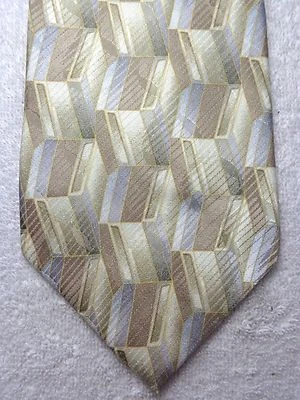 J FERRAR MENS TIE TAN AND BLUE TILES  4 X 59 - Image 1 of 4