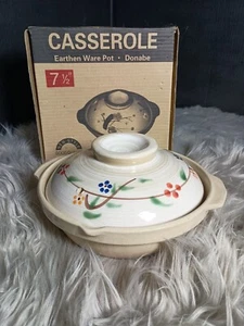 DONABE Casserole Earthenware Pot 7.5" for Rice, Soups, Fondue. NIB  - Picture 1 of 6