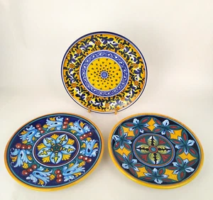 Set of 3 Handpainted Italian Pottery Collector's Plates Dipinto A Mano 7.75" - Picture 1 of 6