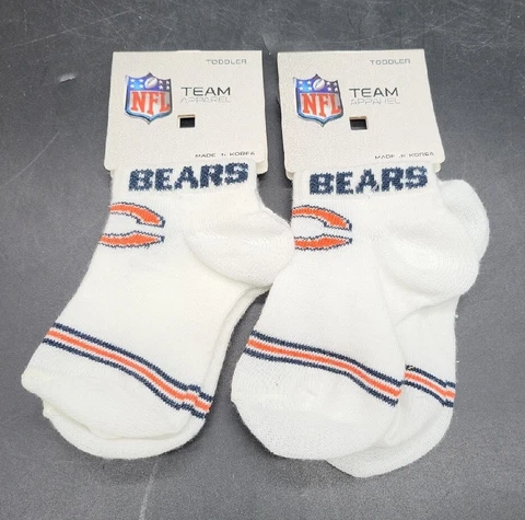 2 PAIR Chicago Bears Socks Size Toddler 3-8 New Cover
