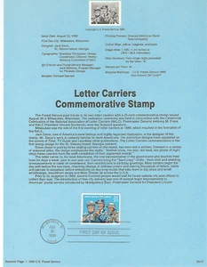 Scott #2420...25 Cent...Letter Carriers...First Day of Issue...Panel (1989) - Picture 1 of 1