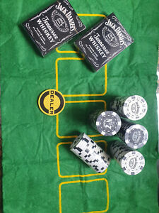 Jack Daniel's Poker Nights with Clay Poker Chips, Playing Cards and Mat