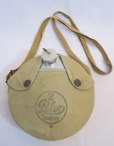 Vintage Aluminum Canteen PALCO 2 QUART-ER Military Camping w/ Crossbody Canvas - Imagen 1 de 11