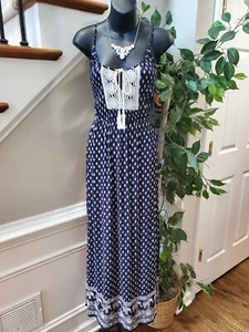 Hint Of Blush Women's Blue Rayon Scoop Neck Sleeveless Long Maxi Dress Size S - Picture 1 of 11