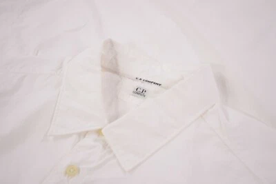 C.P. (CP) Company Camisa Nueva con Etiquetas Talla L Manga Larga Botón Frontal Algodón Blanco Sólido  Foto 1 de 4