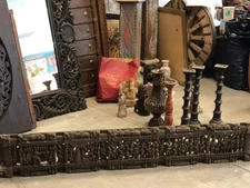 Very Old Indian Vintage Wood Hand Carved Wall Relief Ramayana Story Bohemian