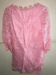 WOMENS Vintage 1960s Carol Craig LACE PINK Dress COCKTAIL PARTY SIZE 12 36" - Picture 1 of 7