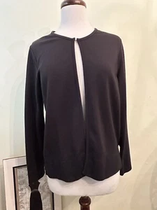 LL Bean Cardigan  Open Front Size M Black Long Sleeves   Pima Spandex Minimalist - Picture 1 of 10