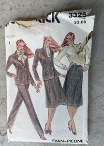 Vintage Evan Picone Butterick 3325 Muster Größe 10 Anzug Jacke Rock Hose ungeschnitten - Bild 1 von 8