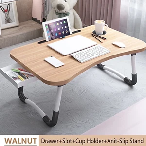 PHANCIR Bureau à tour pliable 23,6" avec porte-gobelet et tiroir pour maison et bureau - Photo 1/18
