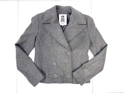 Abrigo Juicy Couture Gris Recortado Doble Pecho Guisante XS Foto 1 de 4