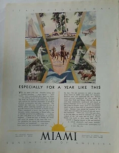 1931 Miami Florida der Sonnenschein Amerikas Reise Bob Fink Kunstanzeige - Bild 1 von 1