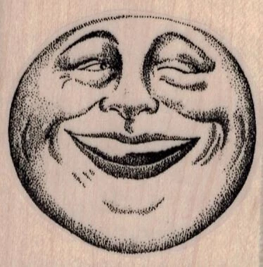 Sello de goma Happy Moon 2 x 2", sello celestial, sello de luna Foto 1 de 1