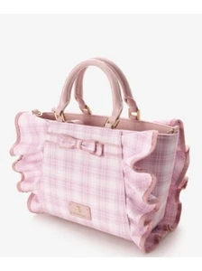 Samantha Vega Check Ribbon Frill 2 Way Handbag Shoulder Pink New - Picture 1 of 7