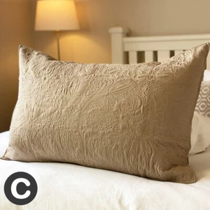 Large Rectangle Cushion Cover Pillowcase Beige Tan Embroidered Venetian Elegant  - Picture 1 of 7