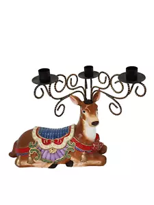 San Francisco Music Box Reindeer Musical Taper Candleholder Plays Have Yourself - Picture 1 of 8