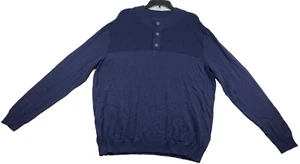 Club Room Sweater Mens size 3XL Navy Blue 1/4 Button Down Cotton Knit Casual New - Picture 1 of 6