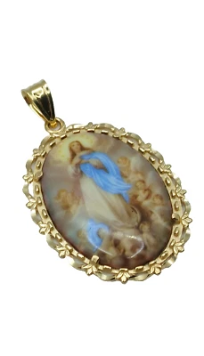 Mujer Joyería Oro Amarillo 14k Colgante para Collar Religiosos Ángeles Católicos Foto 1 de 4