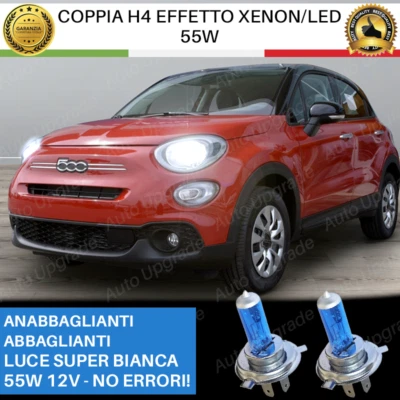 COPPIA LAMPADINE H4 SPECIFICHE PER FIAT 500X 500 X EFFETTO XENON LED BIANCO - Immagine 1 di 4