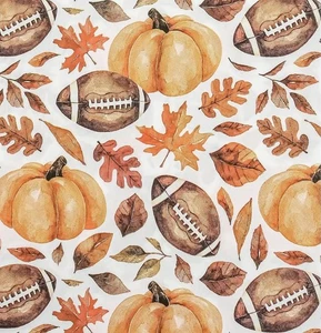 FREE SHIPPING 2 Decoupage Paper Napkins (Fall Leaves & Footballs) - Picture 1 of 2