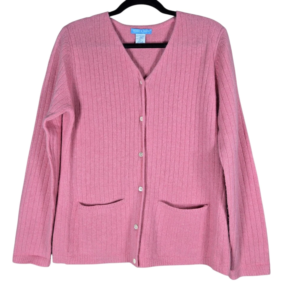 Женский свитер Deane & White миниатюрный большой розовый из овечьей шерсти ангорский кардиган с карманами - Изображение 1 из 4