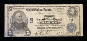 1902 US National Currency $5 Bangor, Maine- CH# 112-VF - Picture 1 of 2