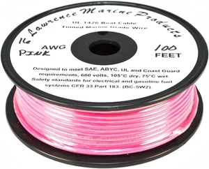 16 AWG Tinned Marine Primary Wire, Pink, 100 Feet - Picture 1 of 1