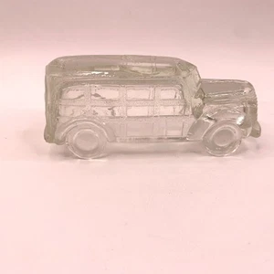 Contenedor de caramelos de vidrio transparente vintage vagón de estación leñoso coche figura años 50 - Imagen 1 de 5