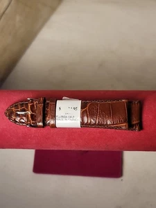 ZRC Made in France dunkelbraunes Krokodilkorn 24 mm Uhrenarmband silberfarbene Schließe - Bild 1 von 2