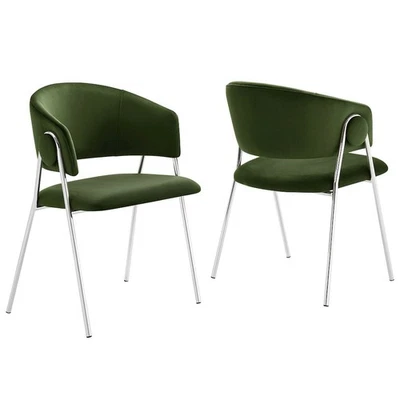 Nella Upholstered Performance Velvet Dining Chair Set of 2 - Image 1 of 4